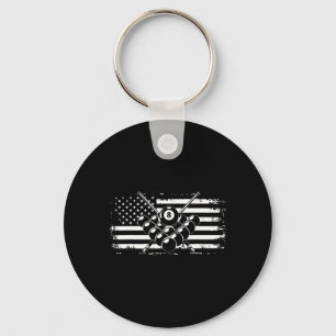 Billiards Pool Billiards American Flag Gift Key Ring