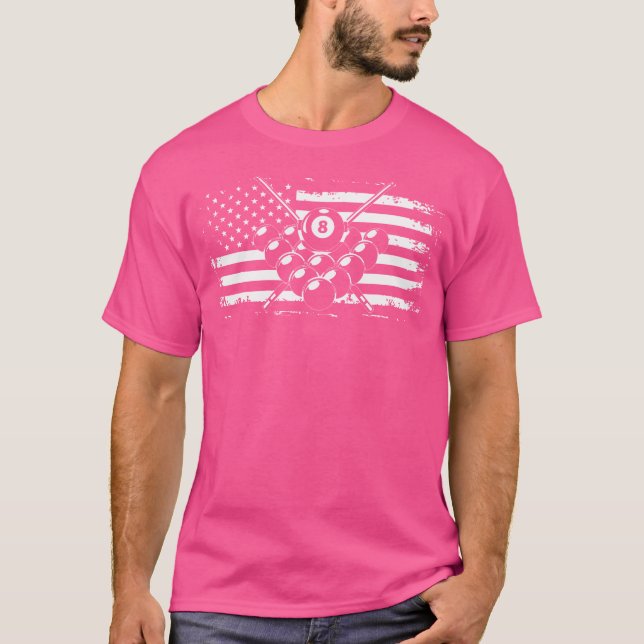 Billiards Pool Billiards American Flag T-Shirt (Front)