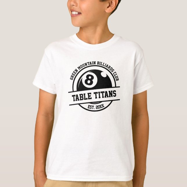 Billiards Pool Club Team League Name Year Sponsor T-Shirt (Front)