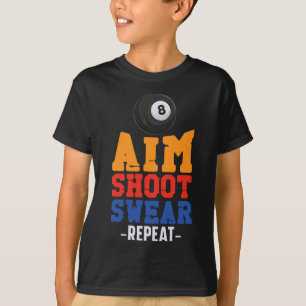 Billiards Pool Player Ball 8 Ball Vintage Aim Shoo T-Shirt