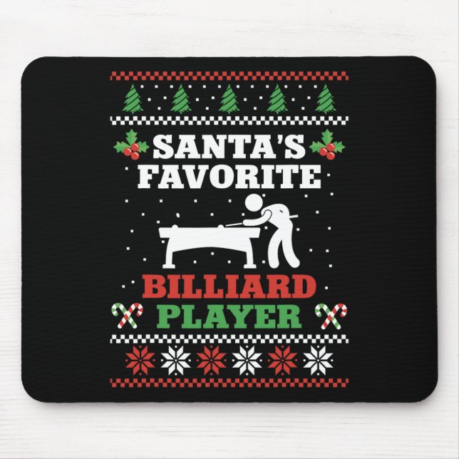 Billiards Pool Player Ball Christmas Ugly Christma Mouse Pad (Front)