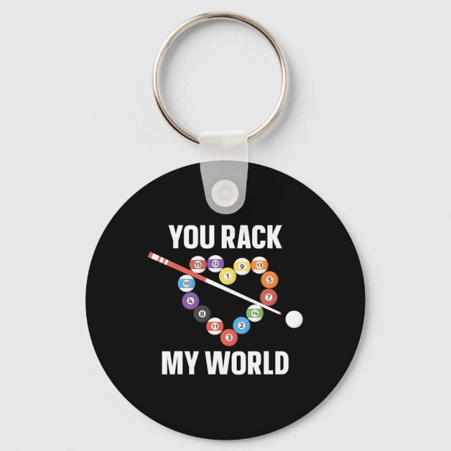 Billiards Pool Player Ball Pun Heart Valentines Da Key Ring (Front)