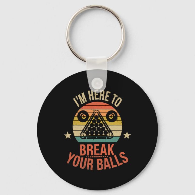 Billiards Pool Player Billiard Here To Break Your  Key Ring (Front)