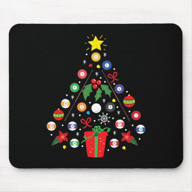 Billiards Pool Player Christmas Ornament Tree Funn Mouse Pad (Front)