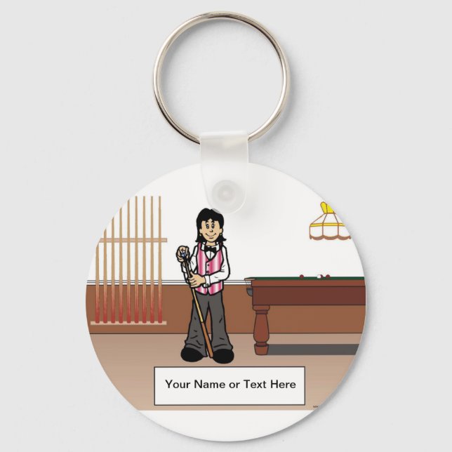 Billiards, Pool Player - Female Cartoon  Key Ring (Front)