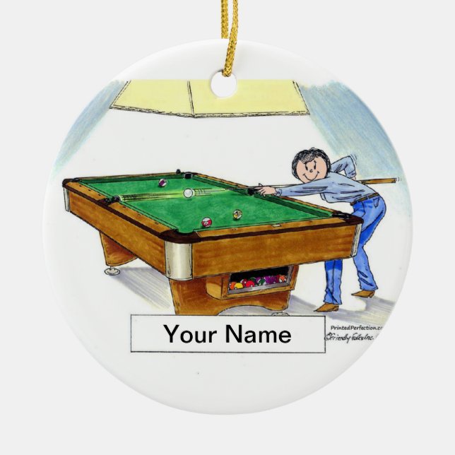 Billiards, Pool Player - Female Ceramic Tree Decoration (Front)