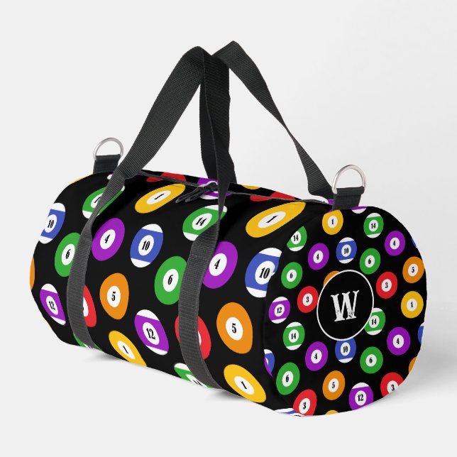 Billiards Pool Player Monogram Duffle Bag (Left Corner)