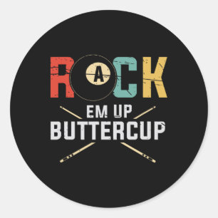 Billiards Pool Player Rack Em Up Buttercup Stick 8 Classic Round Sticker