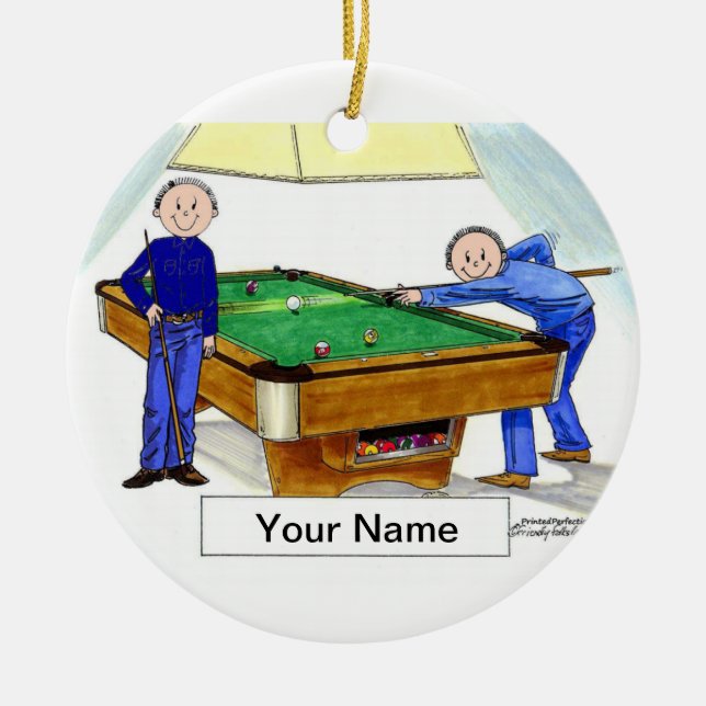 Billiards, Pool Players - Male & Male Ceramic Tree Decoration (Front)
