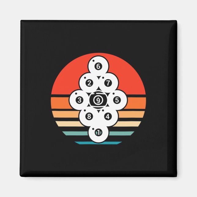 Billiards Pool Snooker Billiard Player 9 Ball Retr Magnet (Front)