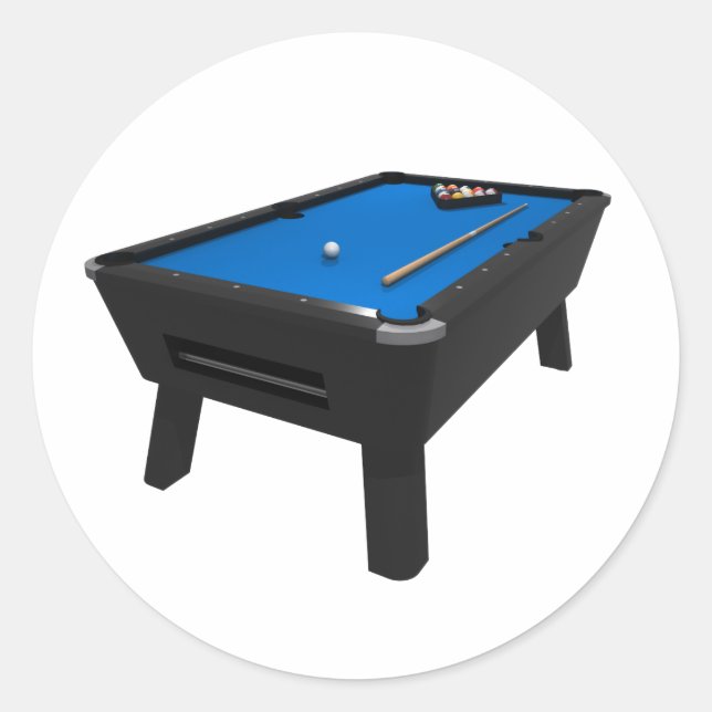 Billiards / Pool Table: Blue Felt: Classic Round Sticker (Front)