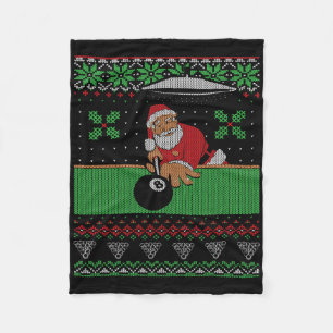 Billiards Pool Ugly Christmas Sweater Style Fleece Blanket