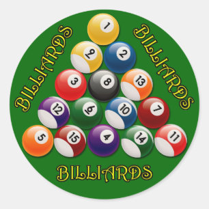 BILLIARDS RACK CLASSIC ROUND STICKER