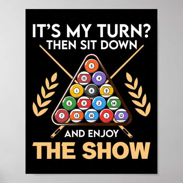 Billiards Rack Cue Stick Pool Table Billiard Playe Poster (Front)