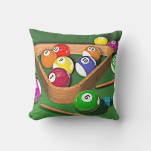Billiards, rack 'em up, colourful design, cushion