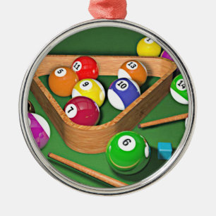 Billiards, rack 'em up, colourful design,  metal tree decoration