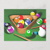 Billiards, rack 'em up, colourful design,