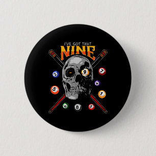 Billiards Skull Pool Billiard  6 Cm Round Badge