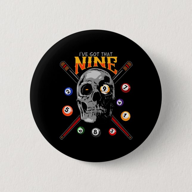 Billiards Skull Pool Billiard  6 Cm Round Badge (Front)