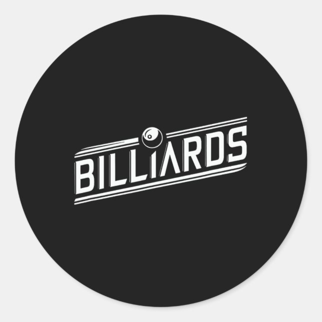 “billiards” - Sleek Angled Design  Classic Round Sticker (Front)
