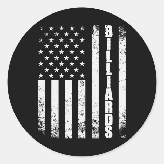 Billiards Snooker American Flag Usa Games Sport Bi Classic Round Sticker (Front)
