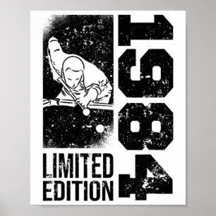 Billiards Snooker-game Vintage 1984 Birthday Pool- Poster