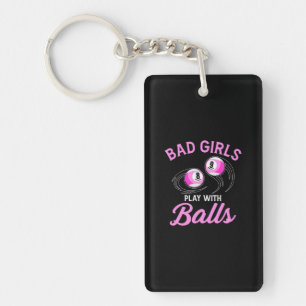Billiards Snooker Girls Play With Billiard Balls Key Ring