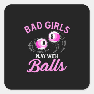 Billiards Snooker Girls Play With Billiard Balls Square Sticker