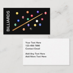 Billiards Snooker Pool Hall Business Cards