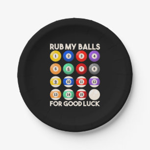 Billiards Snooker Rub My Balls For Good Luck Paper Plate