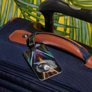 Billiards Sport ball and cue Personalise with Name Luggage Tag