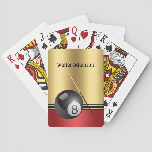 Billiards Sport personalise with name Elegant Playing Cards (Back)