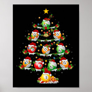 Billiards Sports Lover Lighting Billiards Christma Poster