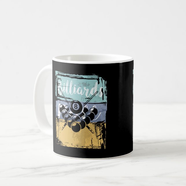 Billiards Tee - Vintage Retro Pool Coffee Mug (Front Left)