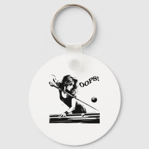 Billiards - The 8 Ball. Funny Girl Fails. For Bill Key Ring