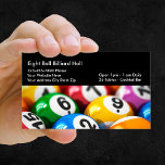 Billiards Theme Business Cards<br><div class="desc">This billiards theme business card template has a colourful graphic closeup image of billiard balls and text you can customise online for your pool parlour,  billiards hall,  or sports bar.</div>