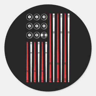 Billiards Usa American Flag Patriotic Pool Player  Classic Round Sticker