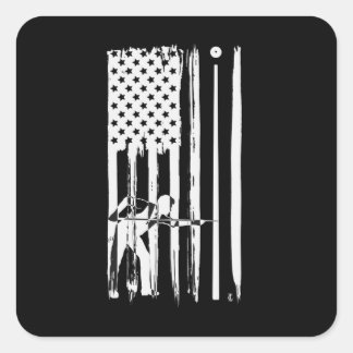 Billiards USA Flag Cue Sports Billiard Pool Square Sticker