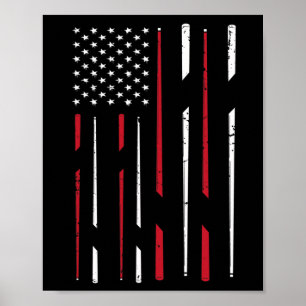 Billiards Usa Flag Snooker Cue Billiards Gift Snoo Poster