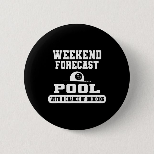 Billiards Weekend Forecast Billiard Pool Players F 6 Cm Round Badge (Front)