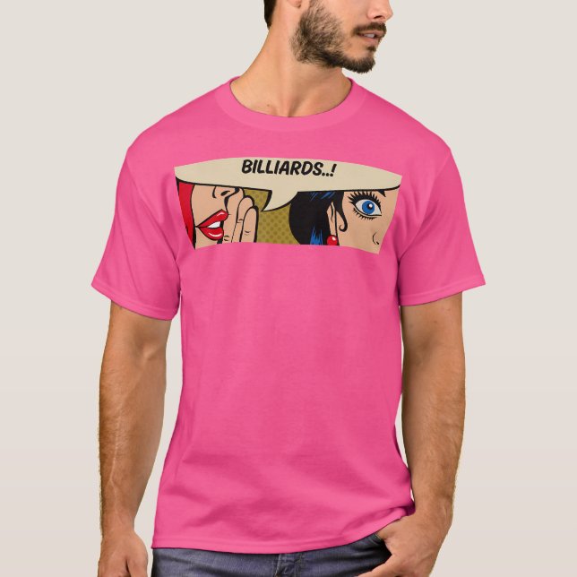 Billiards Women Whispering Billiard Comic T-Shirt (Front)