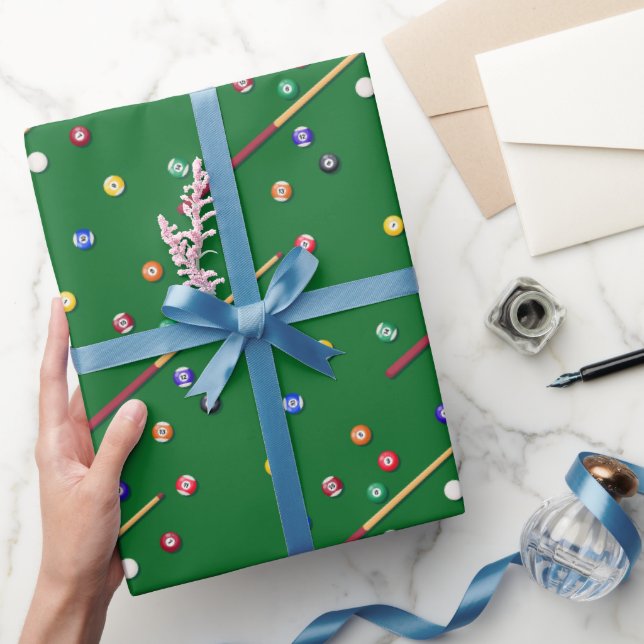 Billiards Wrapping Paper, Pool Cue Gift Wrap (Gifting)