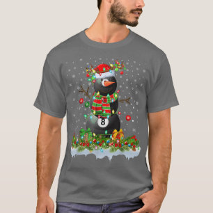 Billiards Xmas Lighting Funny Snowman Billiards Ch T-Shirt