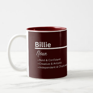Billie Girl Name Definition Personalized Two-Tone Coffee Mug