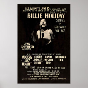 Billie Holiday jazz poster - Sings in Greenwich