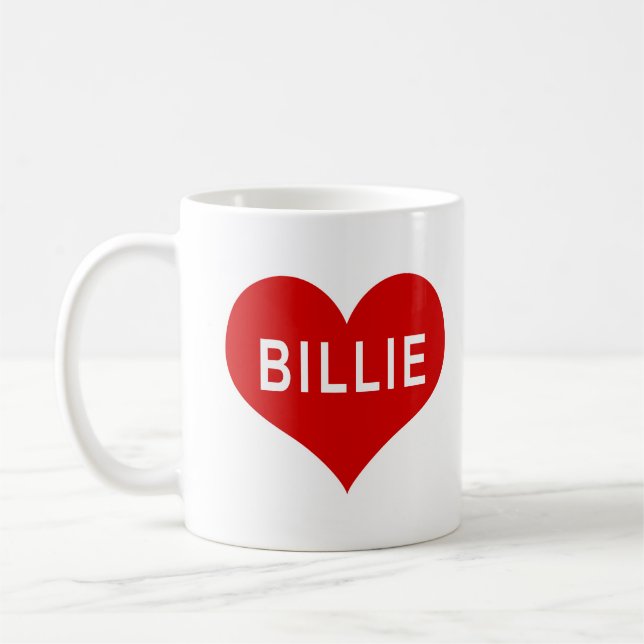 BILLIE NAME Red Love Heart Coffee Mug (Left)