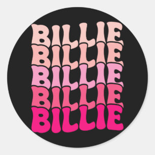 Billie Personalised Name I Love Billie Groovy 80's Classic Round Sticker
