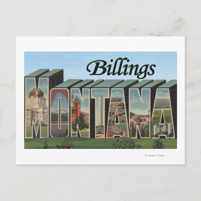 Billings, Montana - Large Letter Scenes Postcard (Front)