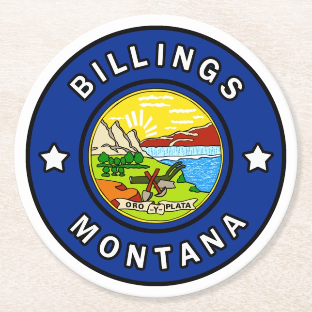 Billings Montana Round Paper Coaster (Front)