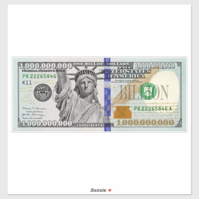 Billion Dollar Bill with Lady Liberty (Sheet)